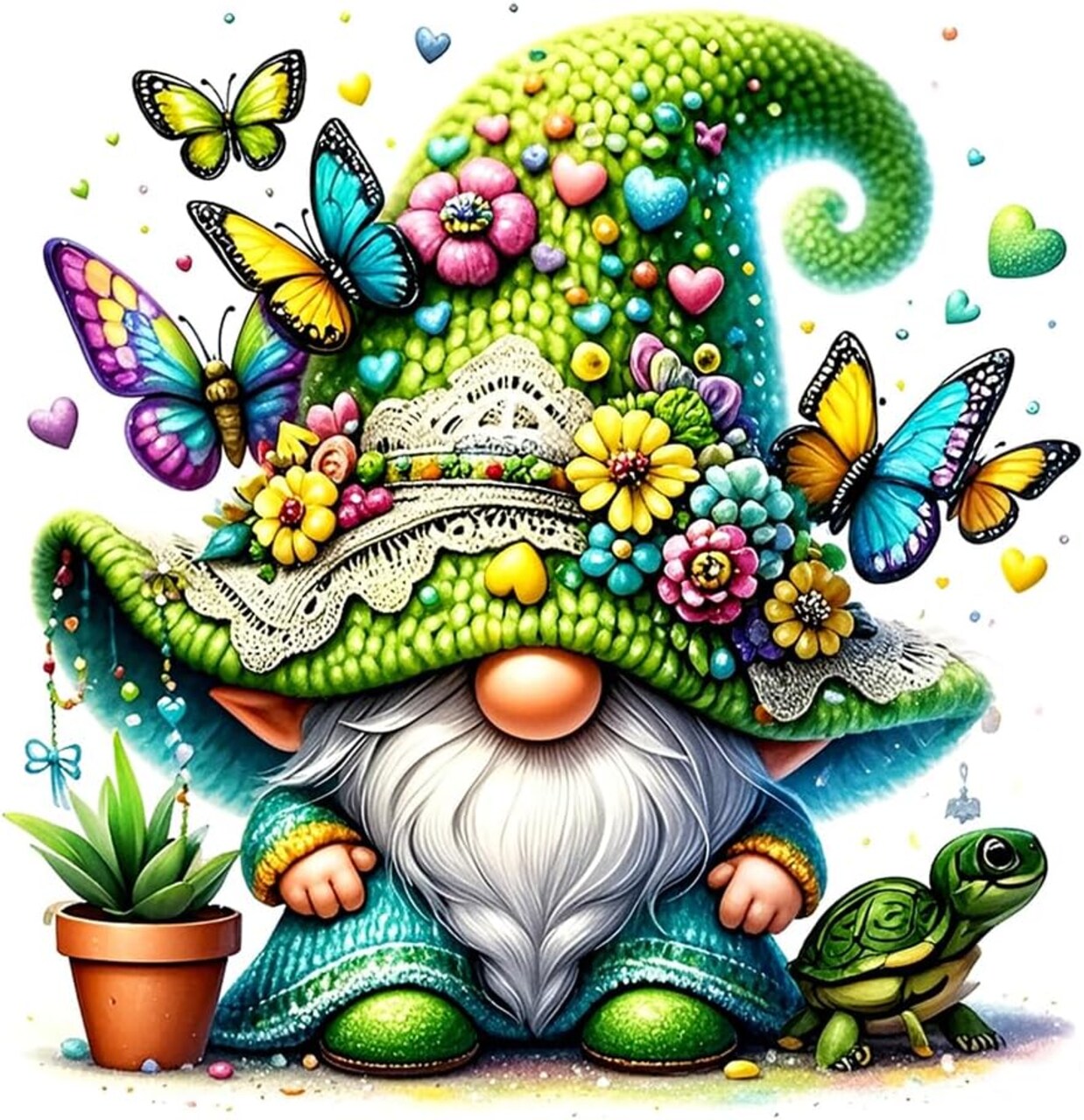 Gnome Diamond Painting Kits for Adults, Butterfly Gnome Diamond Art, Beginners DIY 5D Round Full Diamond Dots Art Painting kit, Craft Gift Suitable for Home Wall Decoration